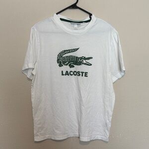 Lacoste Classic White Tee with Green Crocodile men’s L #97